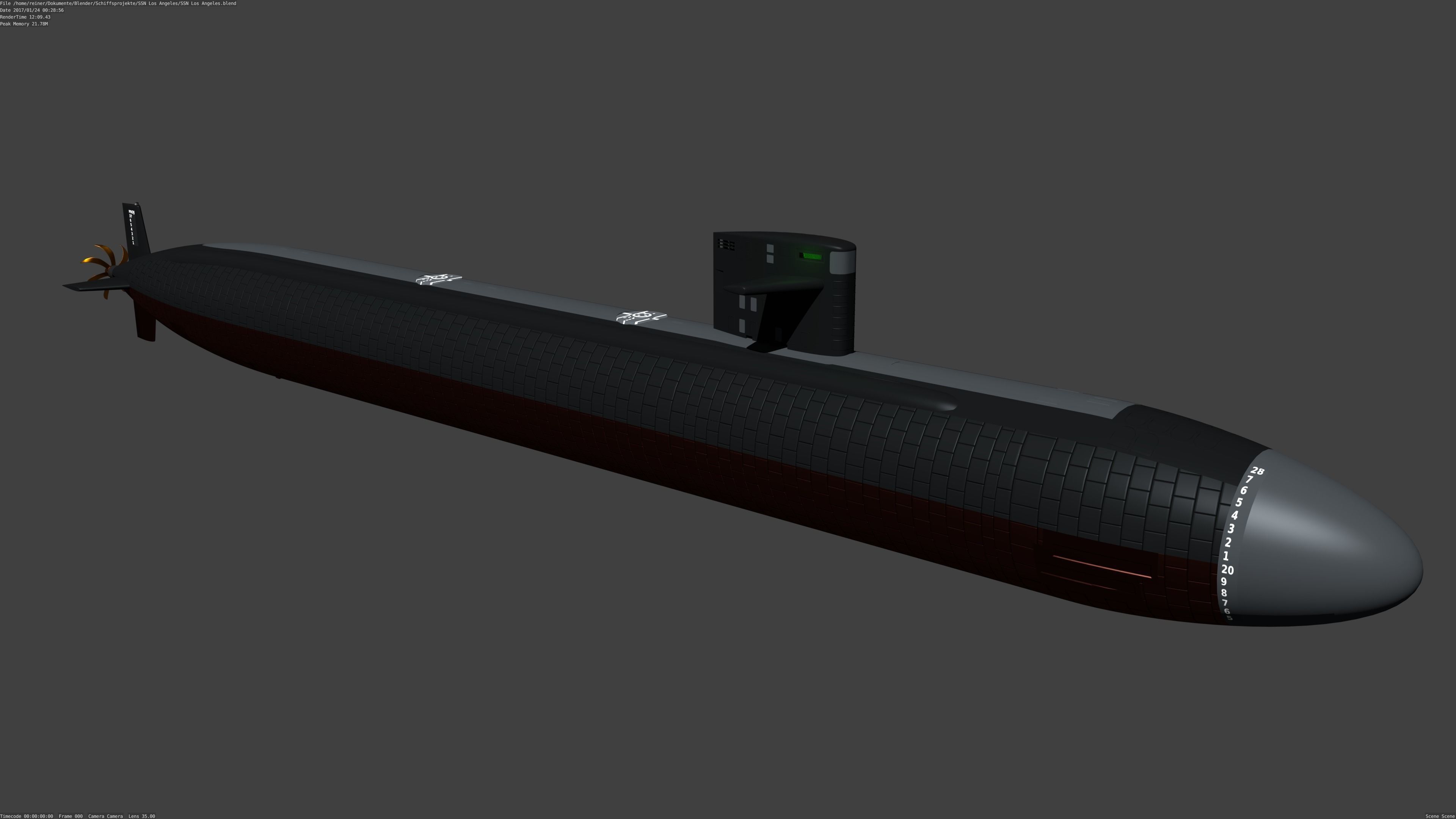 Free Los Angeles class Submarine Free 3D model_0