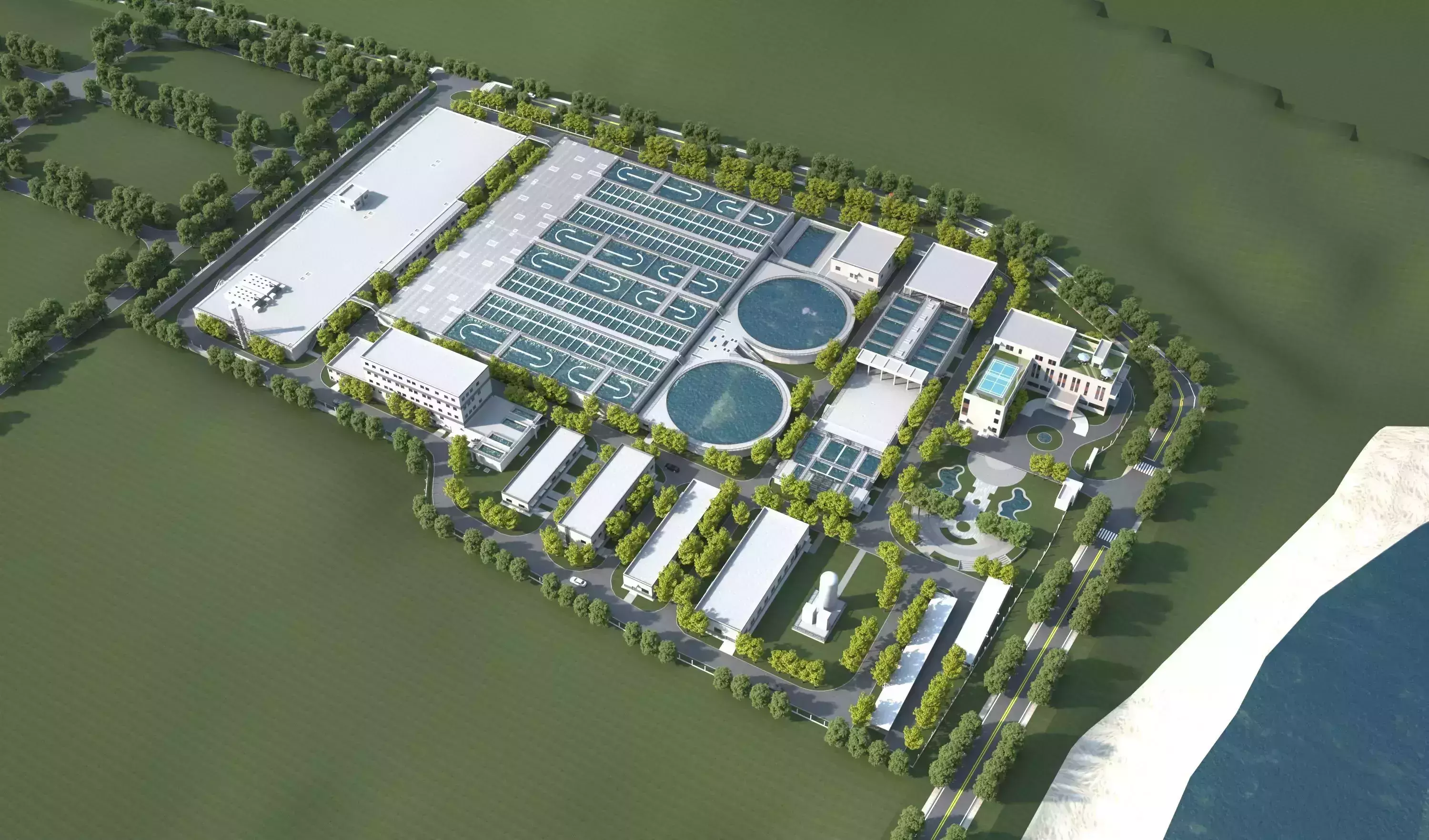 Wastewater treatment filtration plant 3D model
