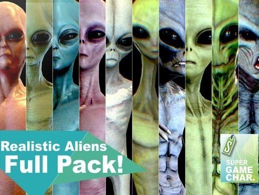 Realistic Aliens Full Pack Low-poly 3D model_0