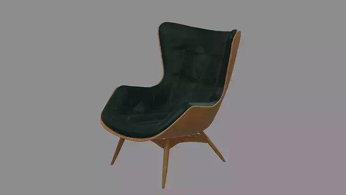Modern High-Back Lounge Chair 3D Model 3D model 2