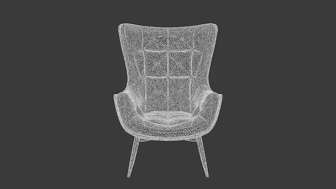 Modern High-Back Lounge Chair 3D Model 3D model 5