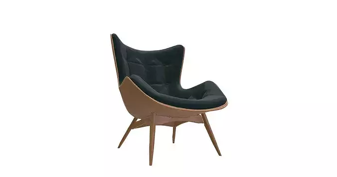Modern High-Back Lounge Chair 3D Model 3D model 3