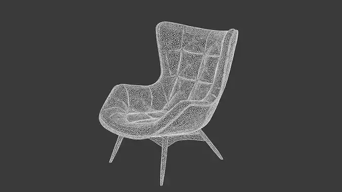 Modern High-Back Lounge Chair 3D Model 3D model