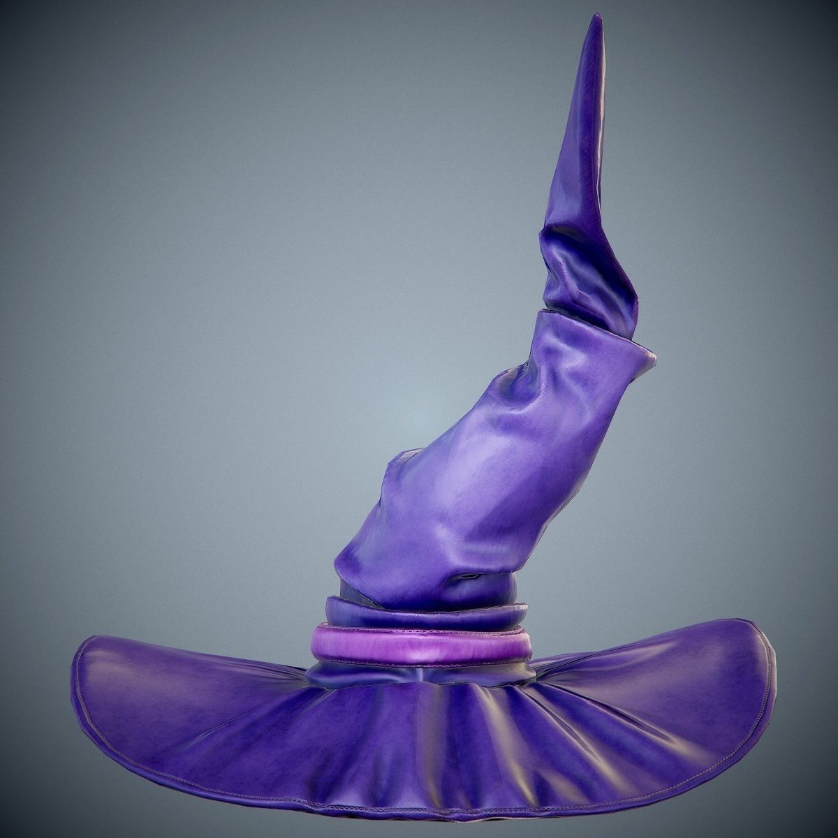 purple witch hat PBR Game-Ready Low-poly 3D model_6