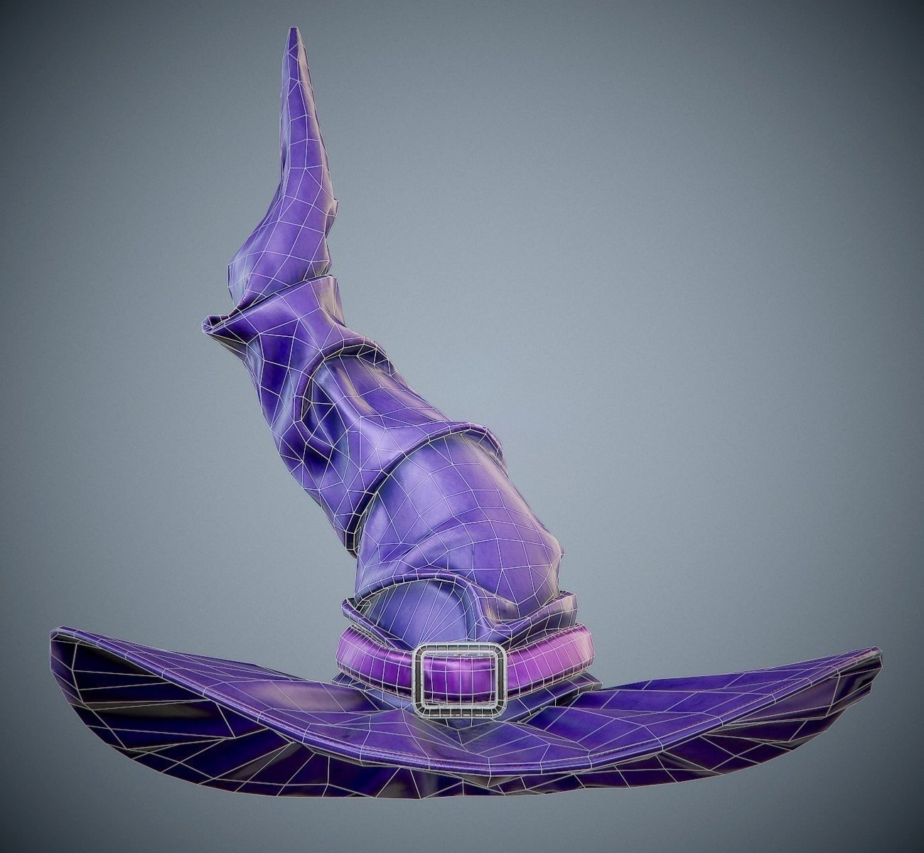 purple witch hat PBR Game-Ready Low-poly 3D model_1