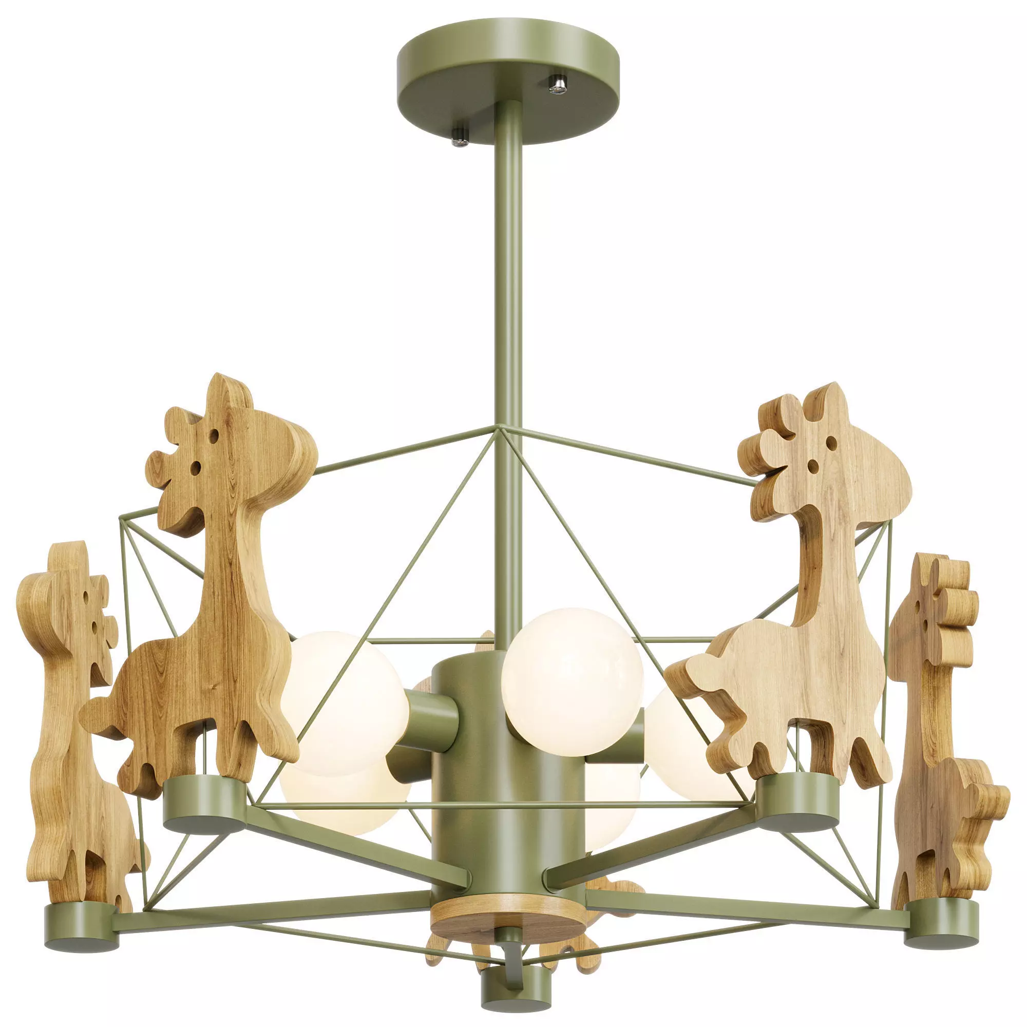 Lovely Deer Wooden Chandelier Low-poly 3D model