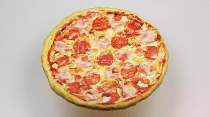 Photorealistic Meat Feast Pizza Texture 8K Resolution Top Down