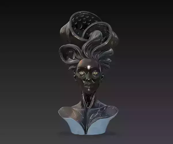 Abstract Dark Fantasy Female Bust Sculpture STL