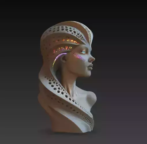 Futuristic Bio Organic Female Bust STL