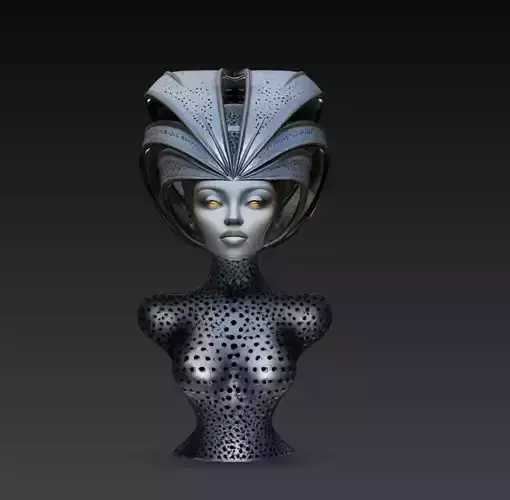 Futuristic Couture Female Bust Sculpture STL