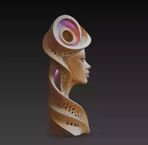Bio Organic Flow Female Bust Sculpture STL