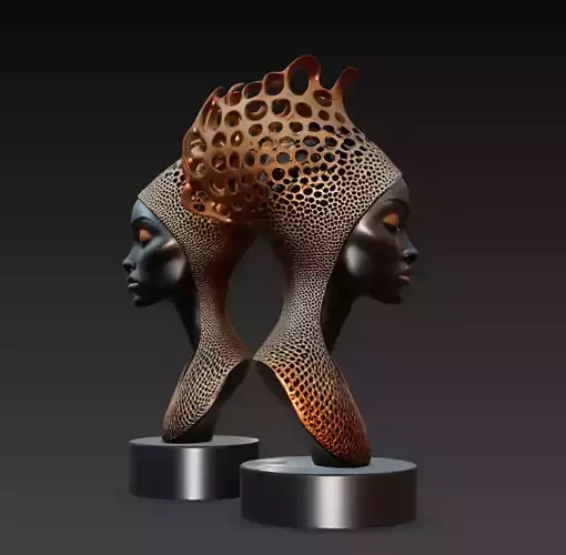 Dual Abstract Female Sculpture Luxury Bust STL