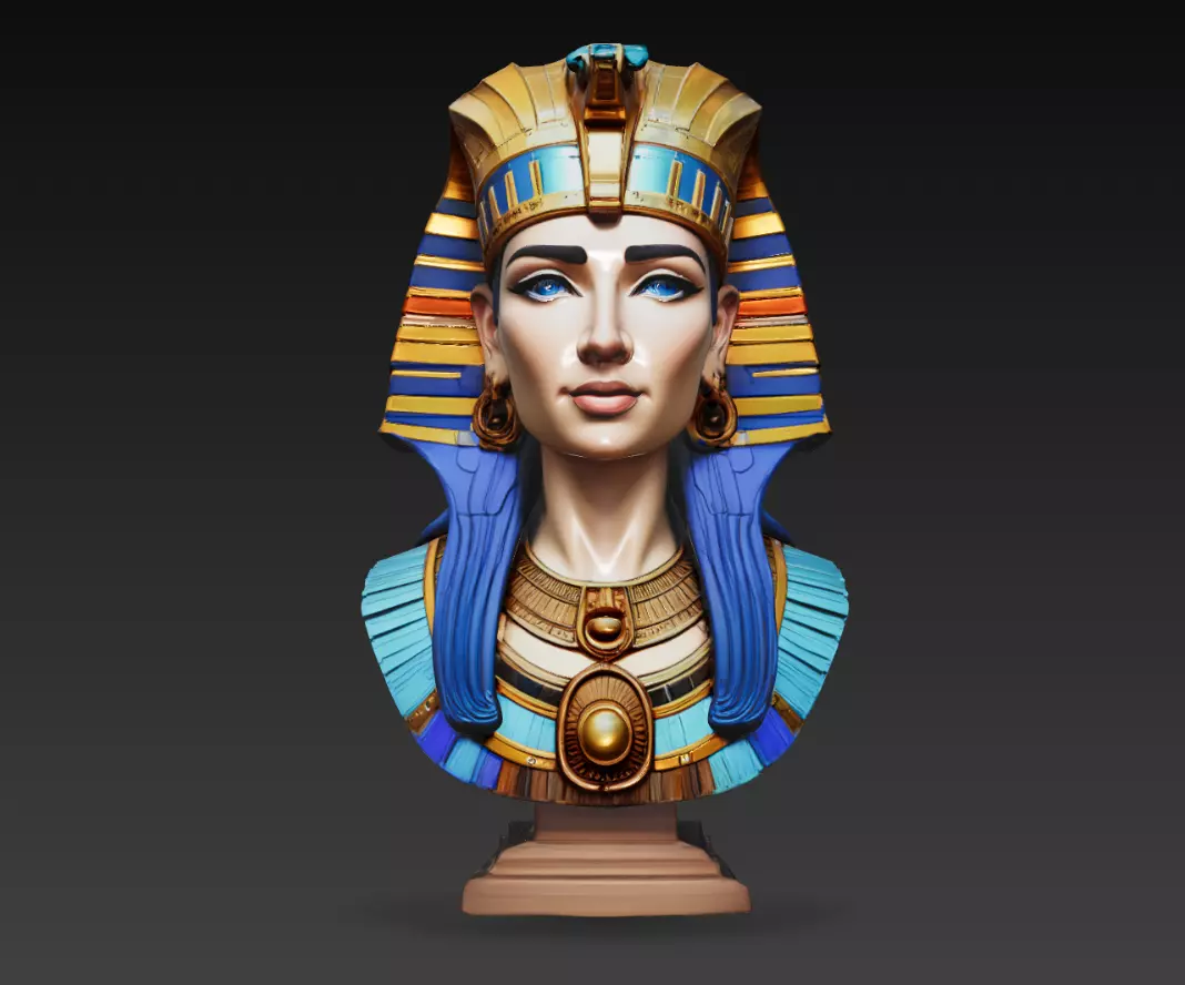 Ancient Egyptian Queen Bust Sculpture STL Model 3D print model