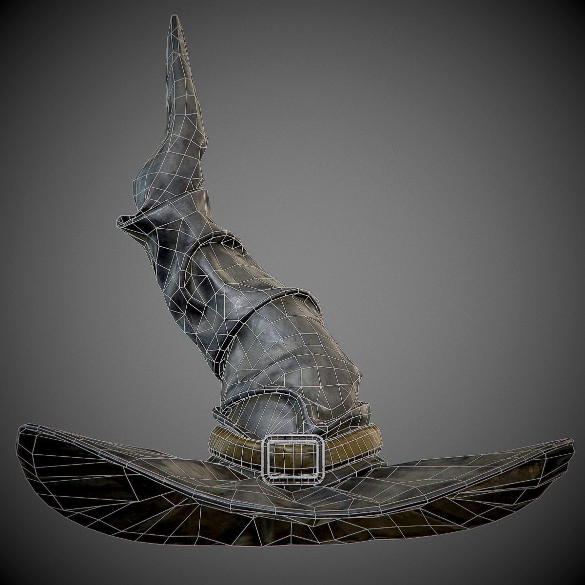 dirty black witch hat PBR Game-Ready Low-poly 3D model_1