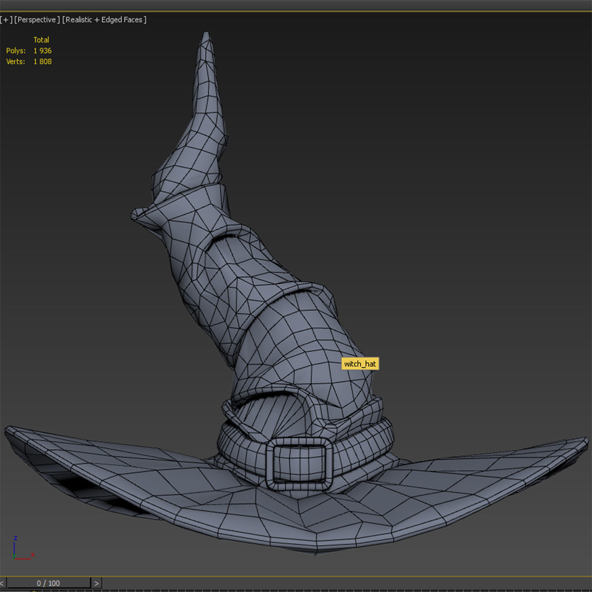 dirty black witch hat PBR Game-Ready Low-poly 3D model_14