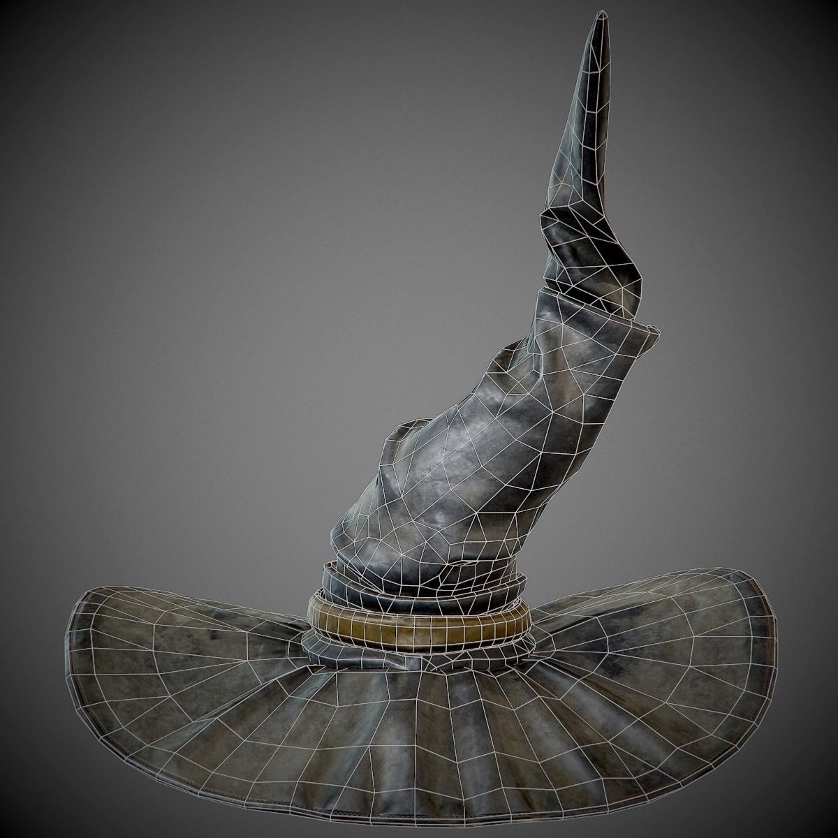 dirty black witch hat PBR Game-Ready Low-poly 3D model_3