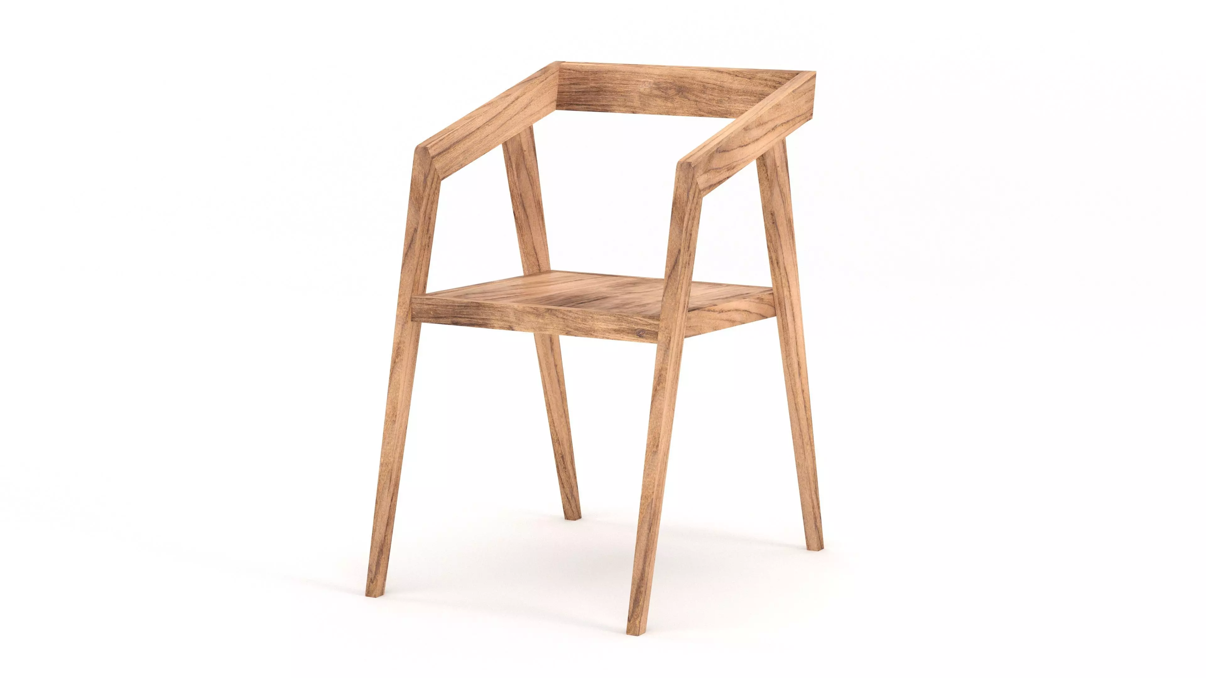 Modern Wooden Minimalist Chair - Scandinavian Design Low-poly 3D model