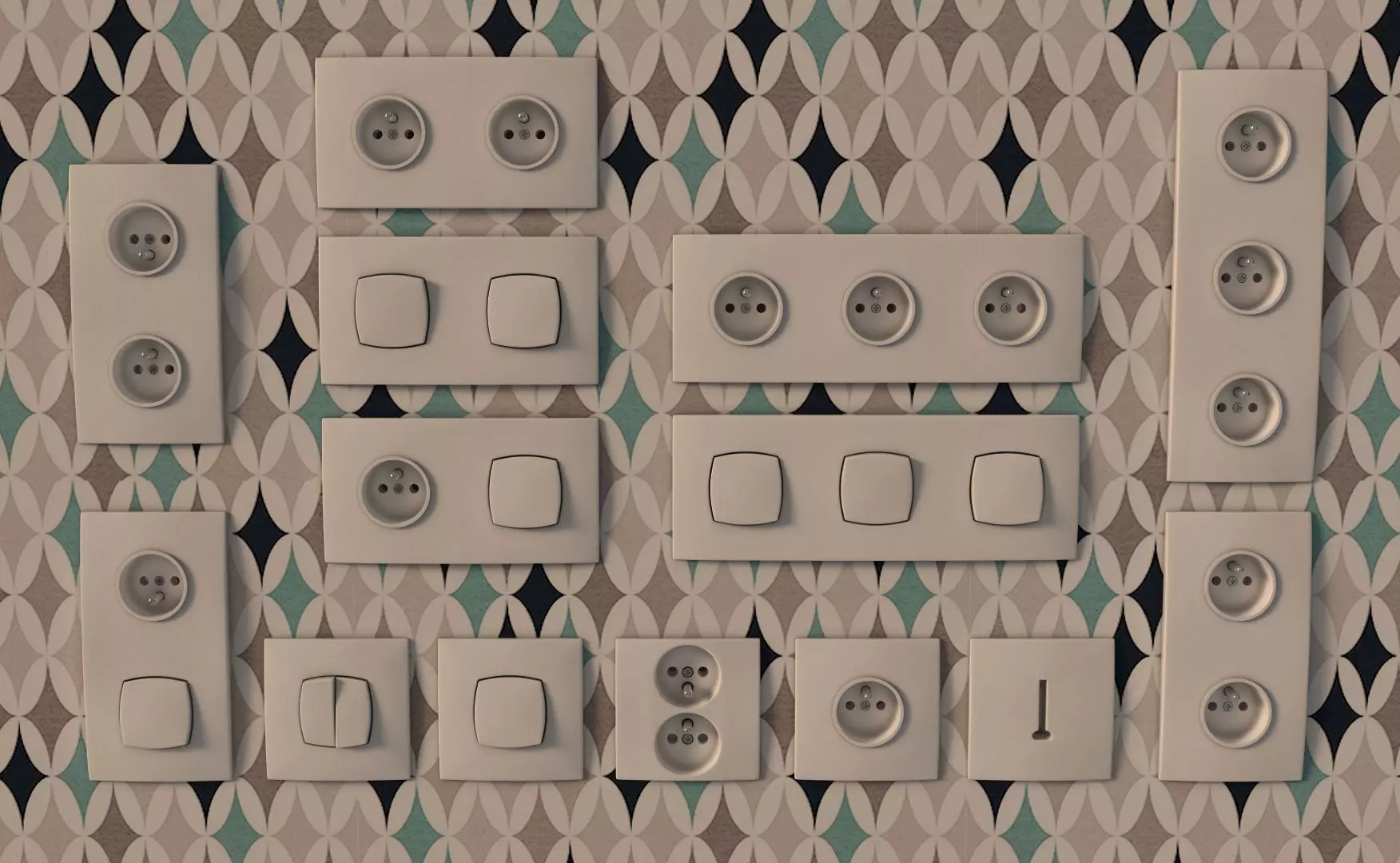 COLLECTION---Electrical outlets and light switches 3D model_0