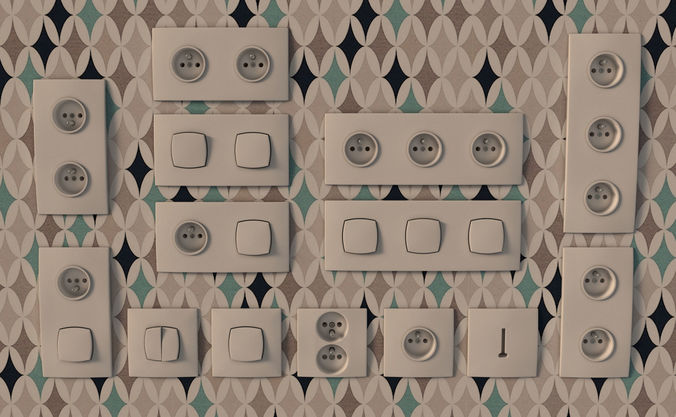 COLLECTION---Electrical outlets and light switches 3D model