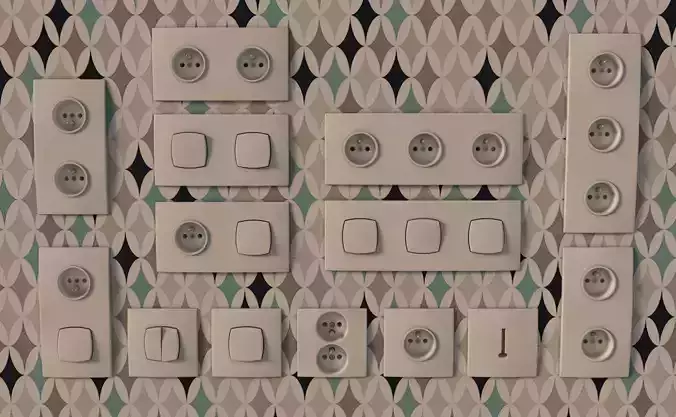 COLLECTION---Electrical outlets and light switches 3D model