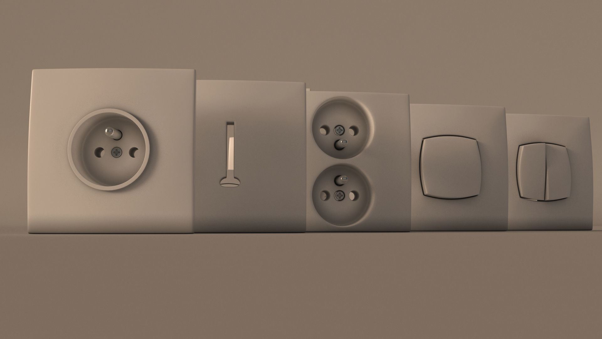 COLLECTION---Electrical outlets and light switches 3D model_4