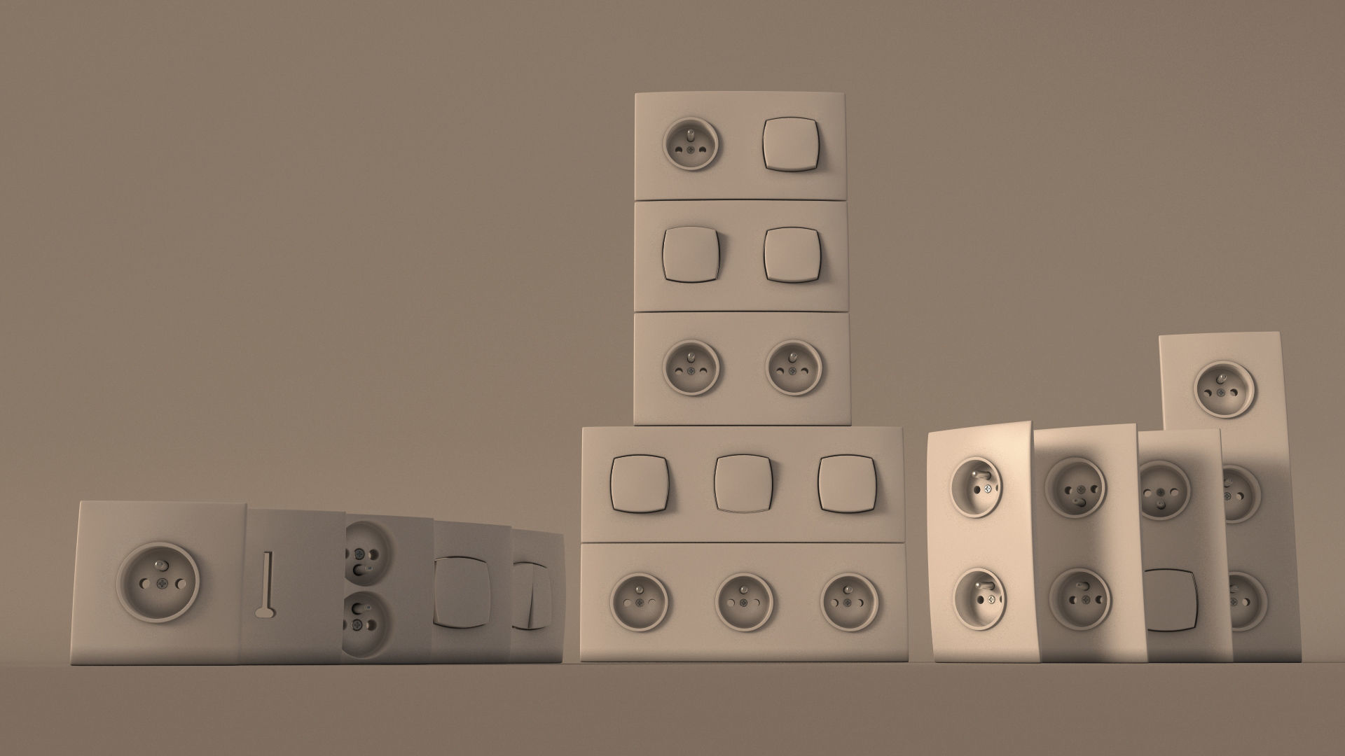 COLLECTION---Electrical outlets and light switches 3D model_7