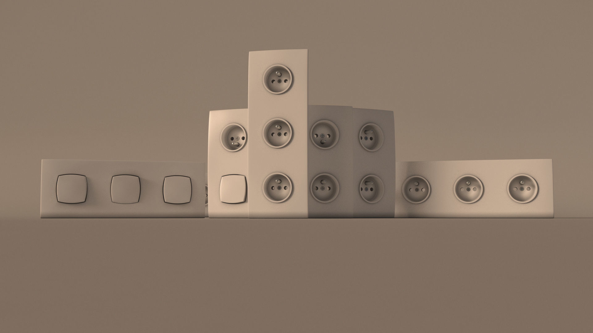 COLLECTION---Electrical outlets and light switches 3D model_6