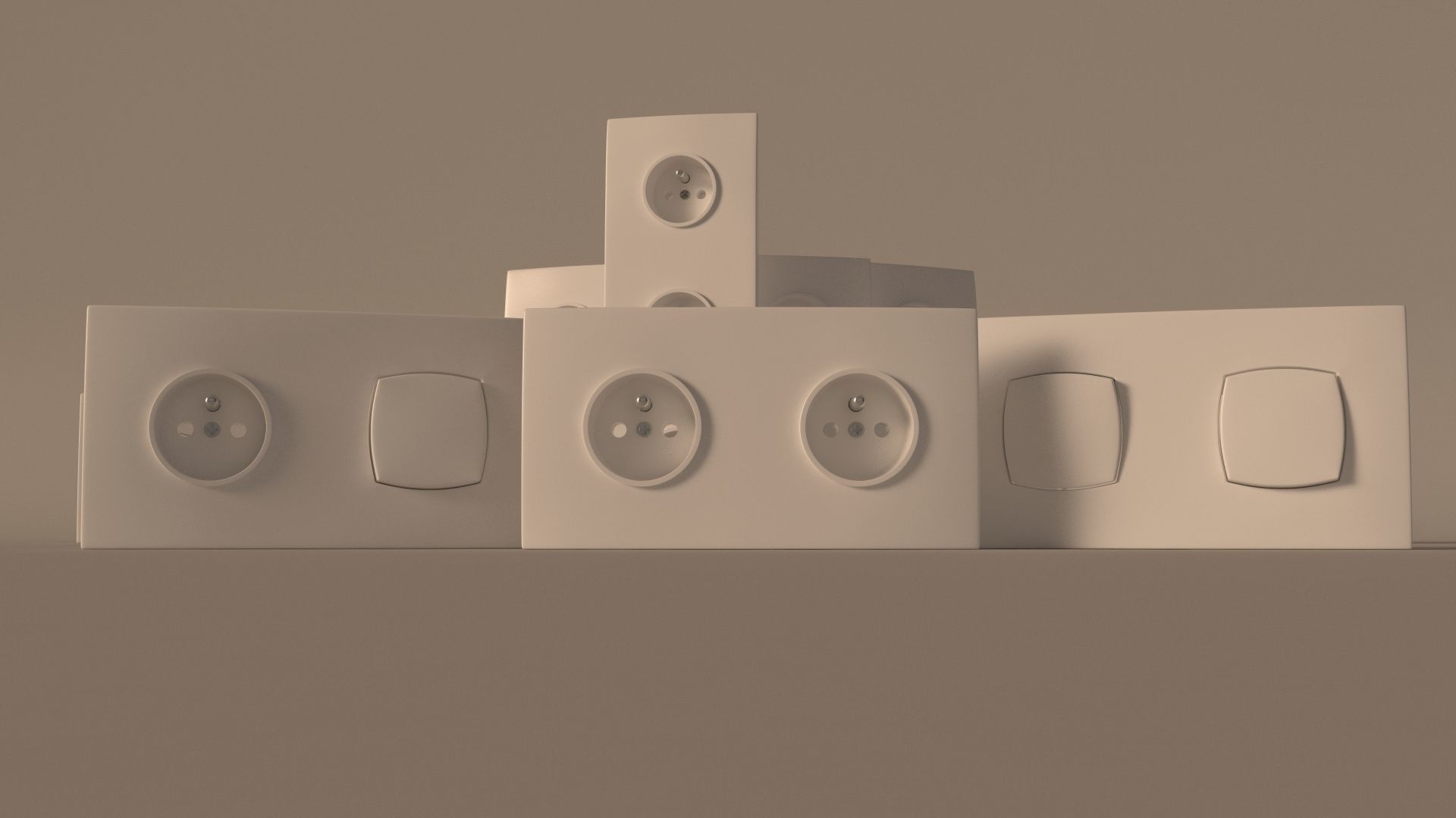 COLLECTION---Electrical outlets and light switches 3D model_5