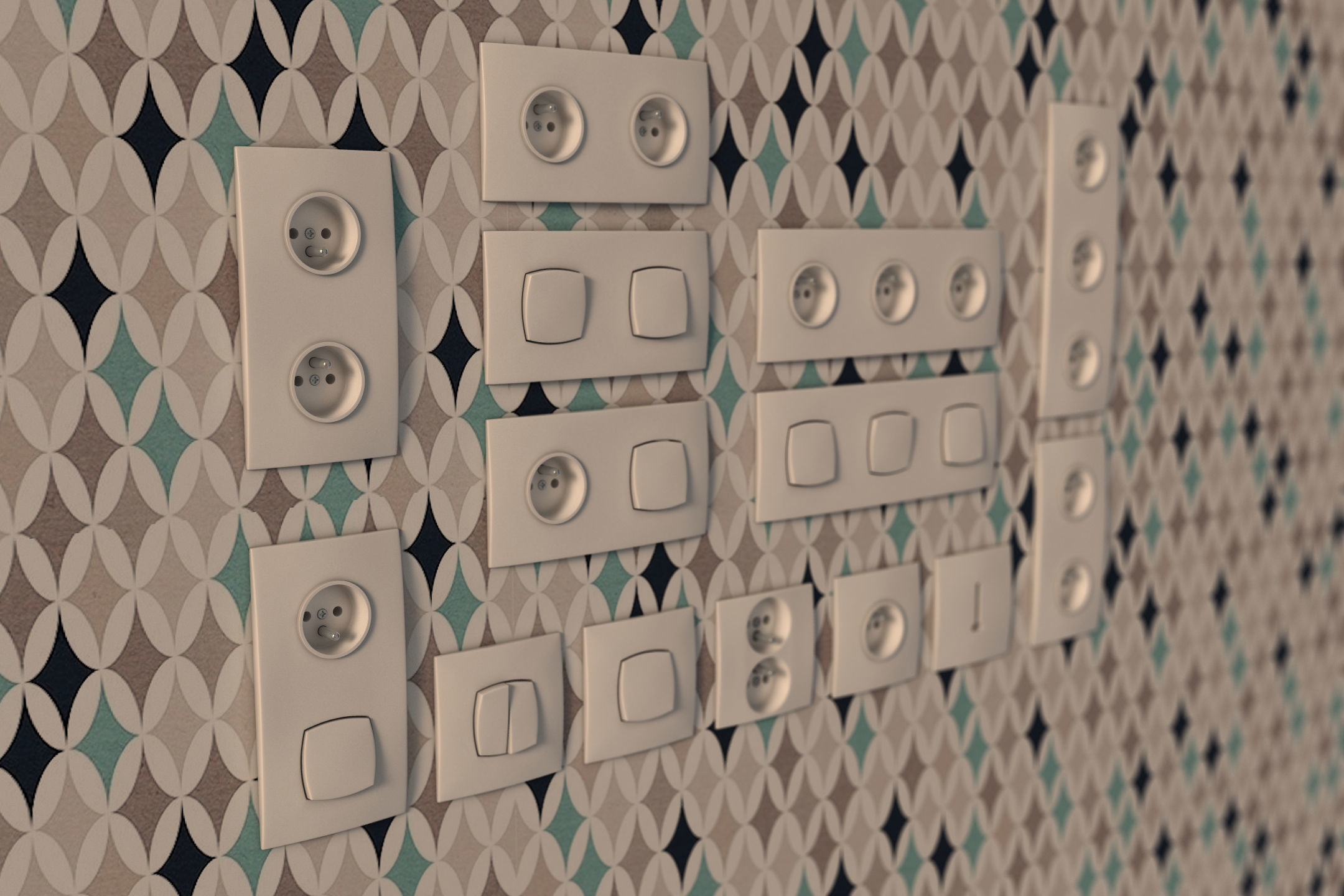 COLLECTION---Electrical outlets and light switches 3D model_1