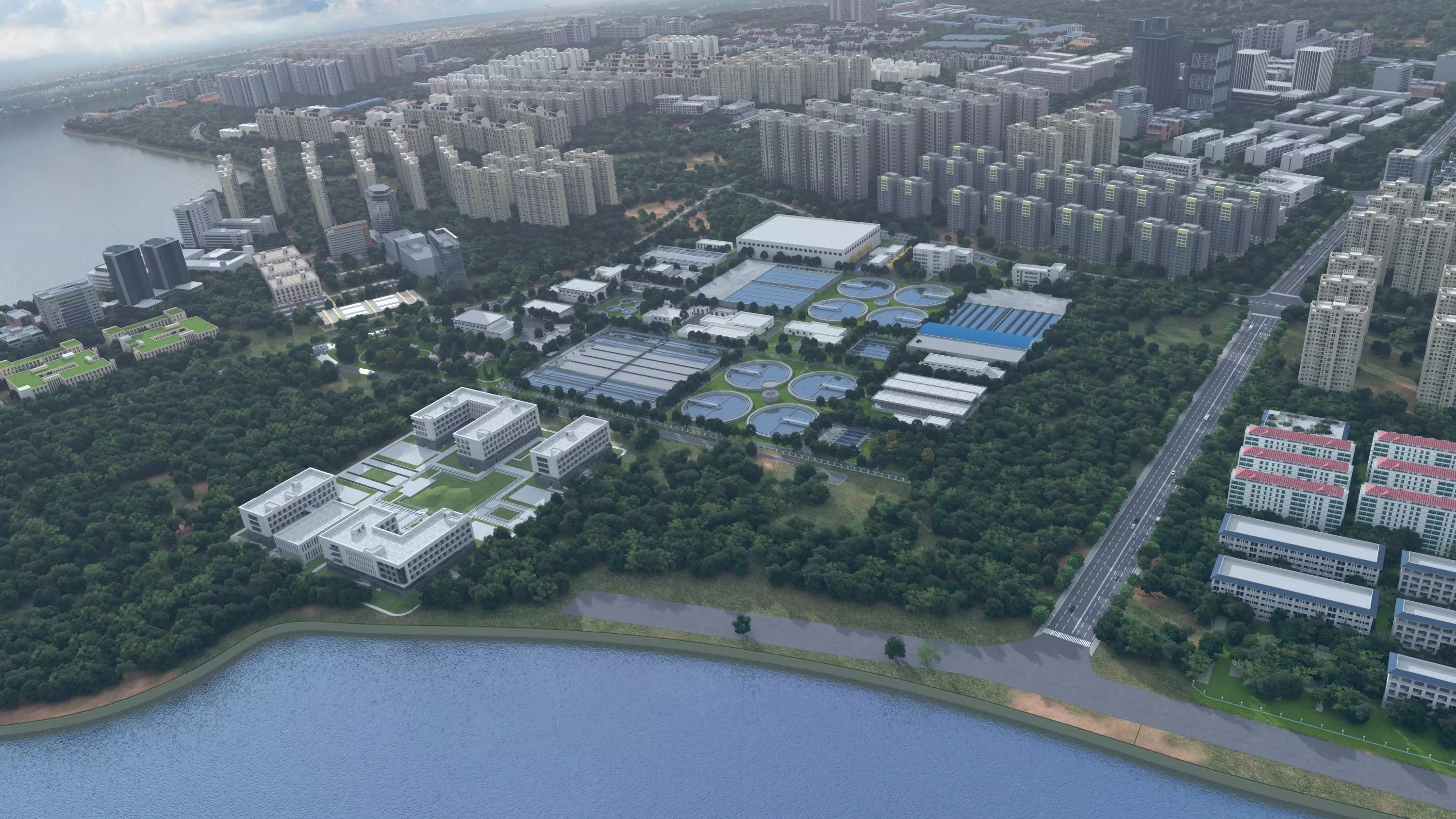 Wastewater treatment filtration plant 3D model