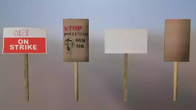 Protest Signs PBR Game Ready Low-poly 3D model
