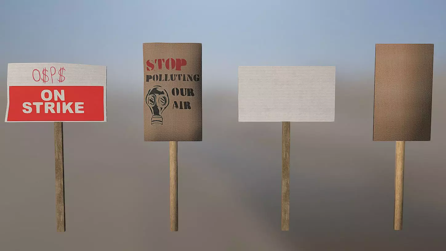 Protest Signs PBR Game Ready Low-poly 3D model_0