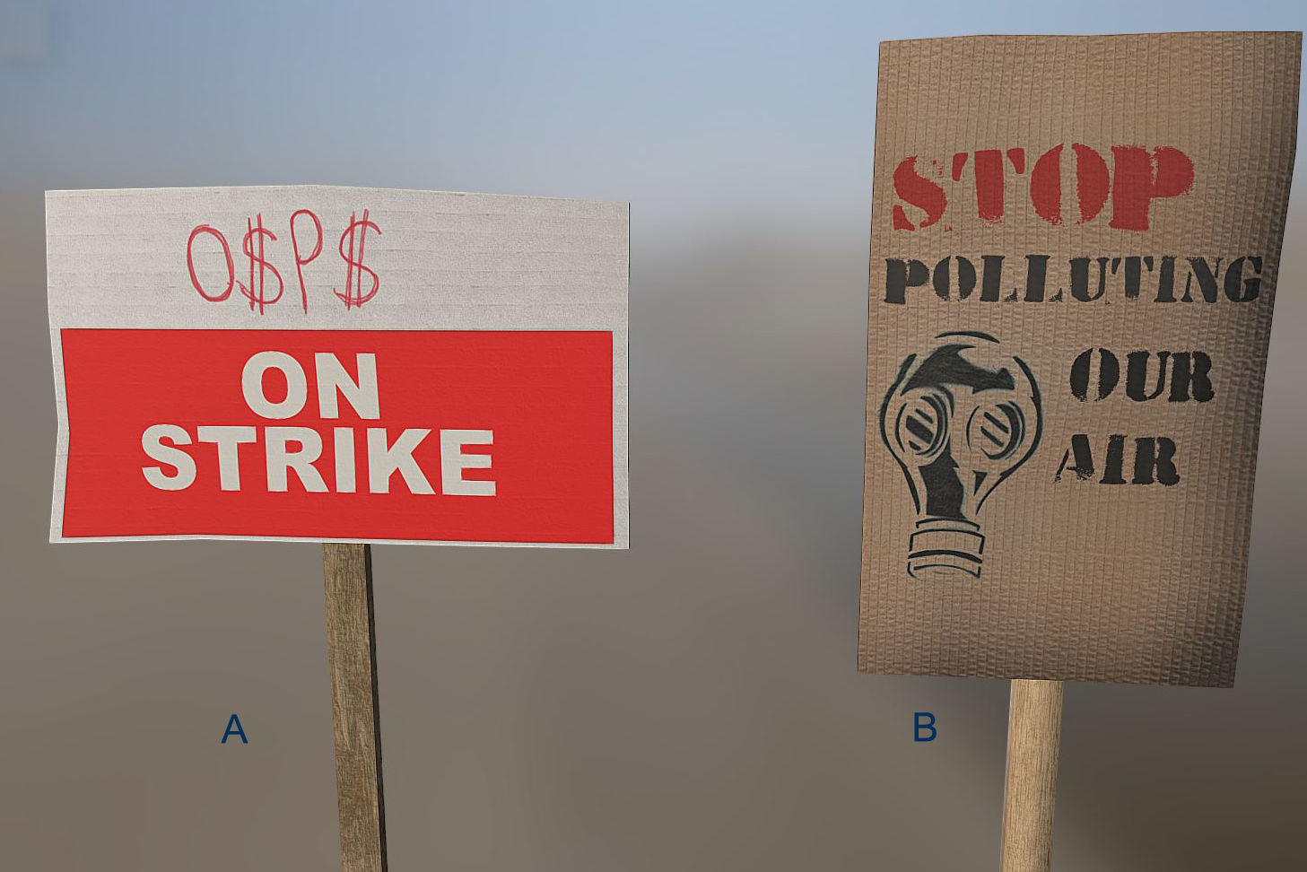 Protest Signs PBR Game Ready Low-poly 3D model_3