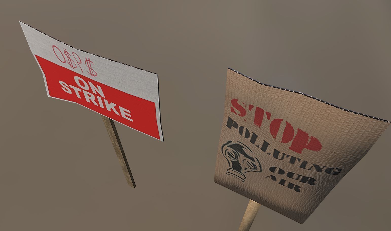 Protest Signs PBR Game Ready Low-poly 3D model_2
