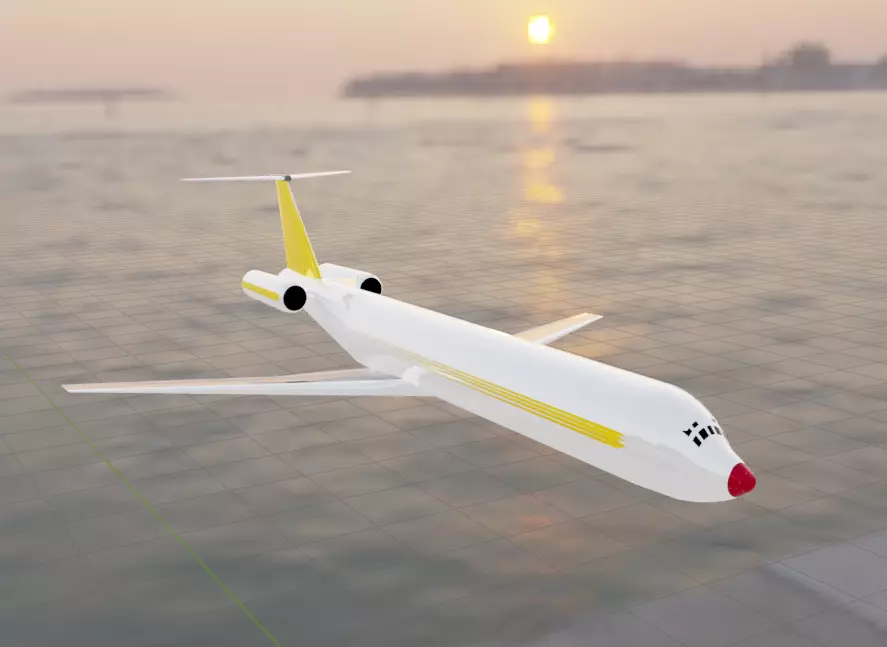 MD-80 Style Twin Rear-Engine Jetliner - Custom Plane Low-poly 3D model