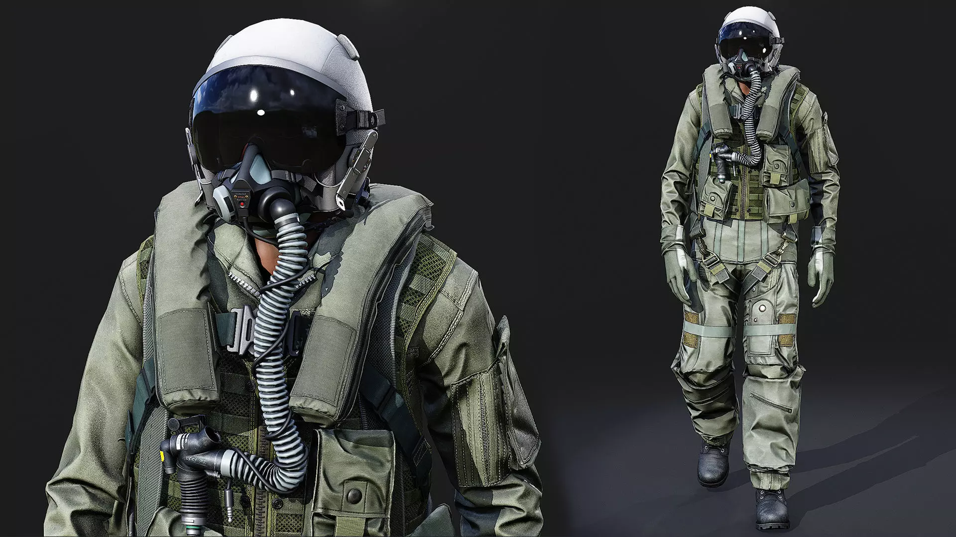 Modular US Air Force Pilot Low-poly 3D model