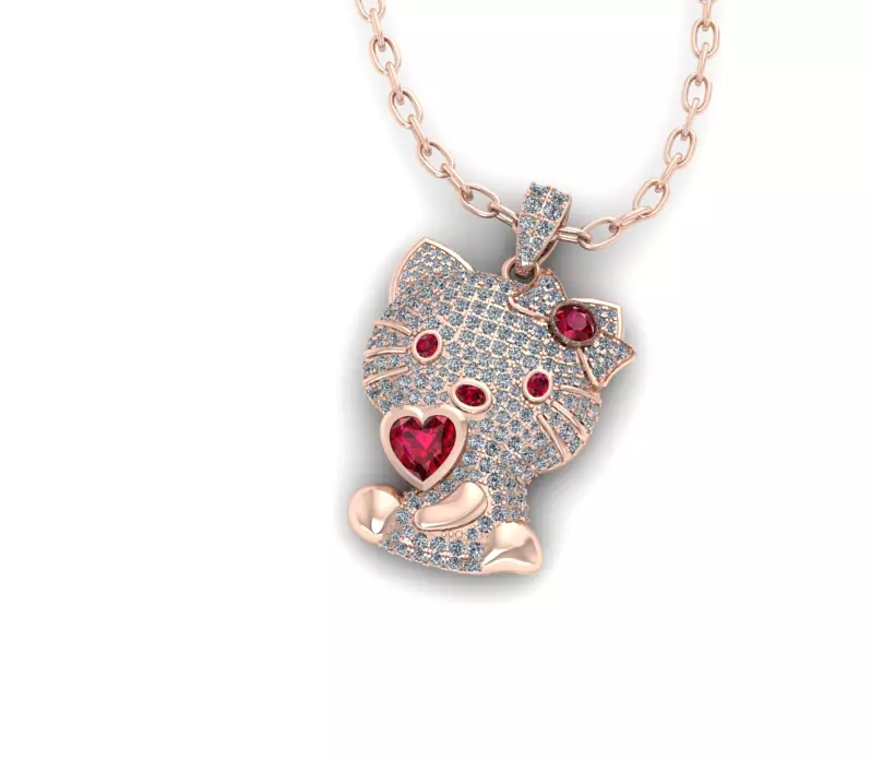 Hello Kitty Diamond Pendant 3D print model