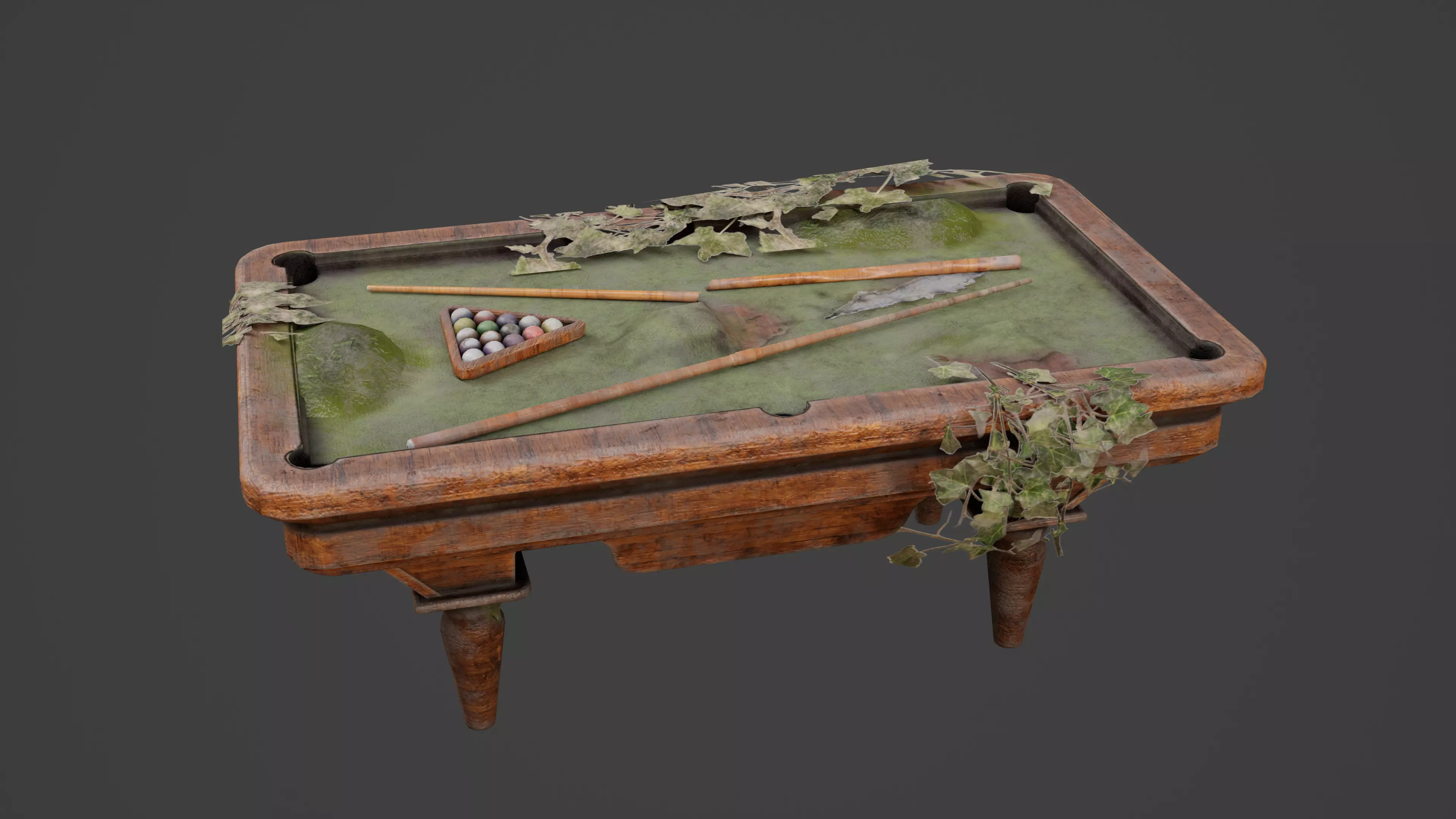Abandoned Pool Table Game Ready Model Low-poly 3D model