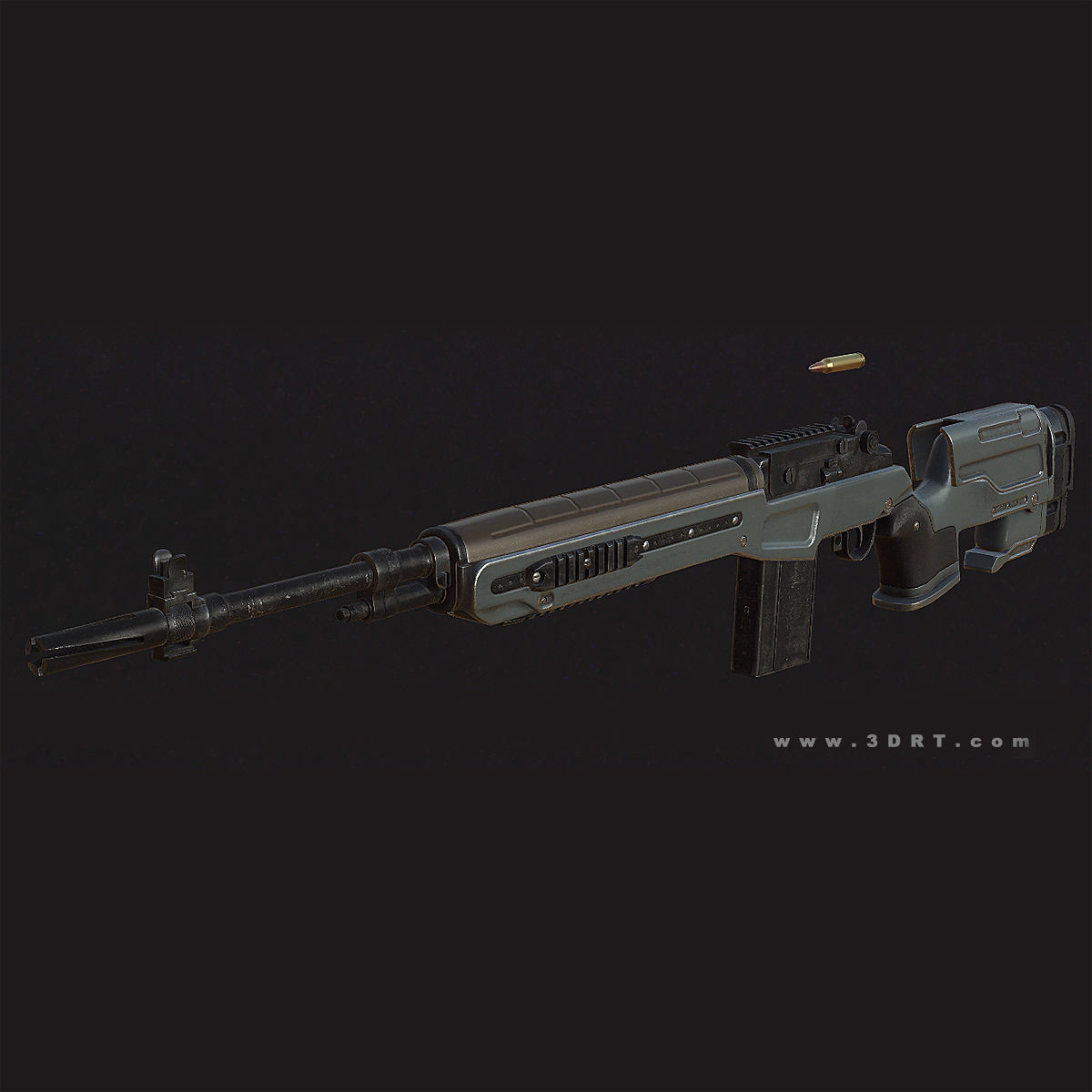 3DRT - M14 rifle Low-poly 3D model_8