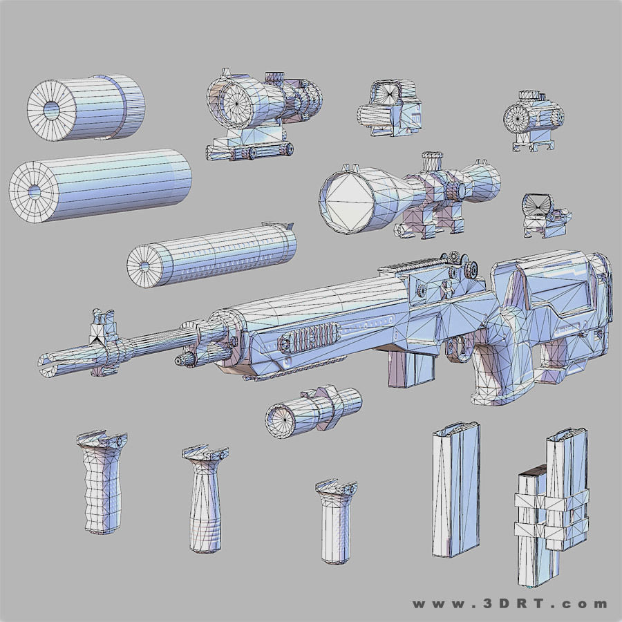 3DRT - M14 rifle Low-poly 3D model_6