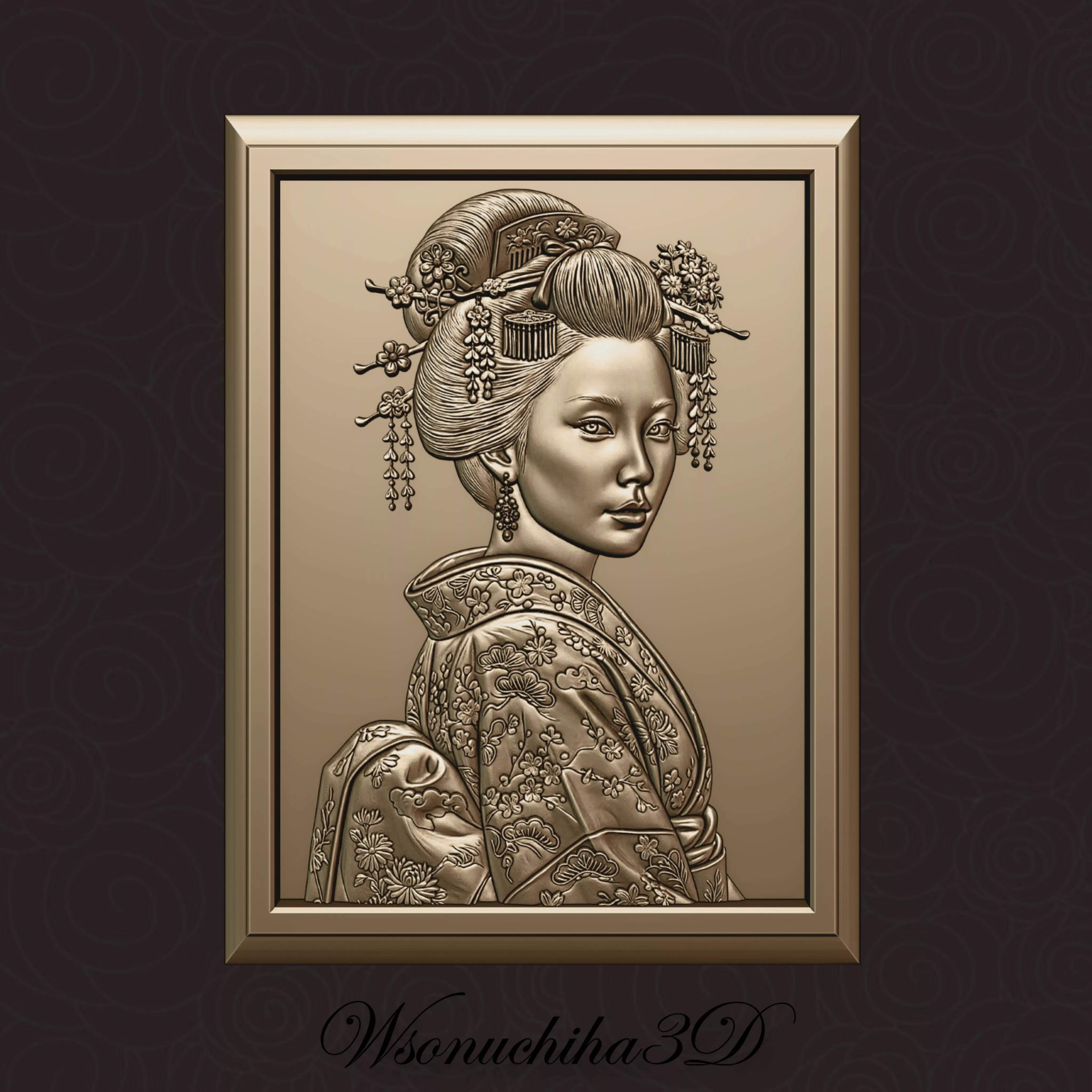 Geisha Girl Relief 3D print model