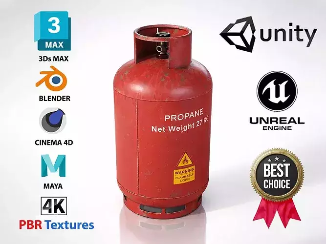 gas cylinder 27KG PBR 4K game ready