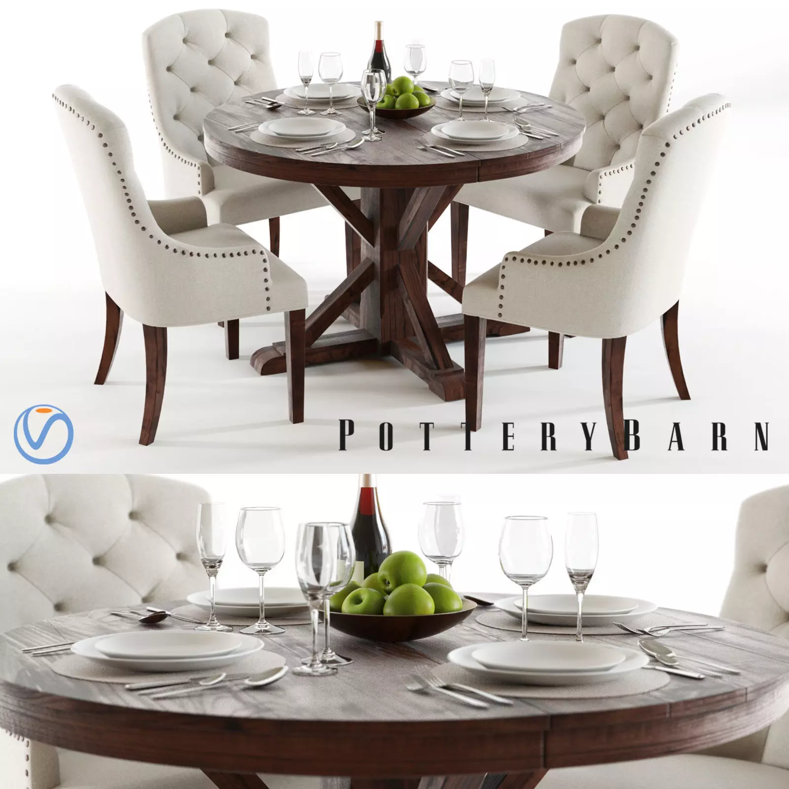 Pottery Barn Benchwright and Lorraine 1 3D model_0