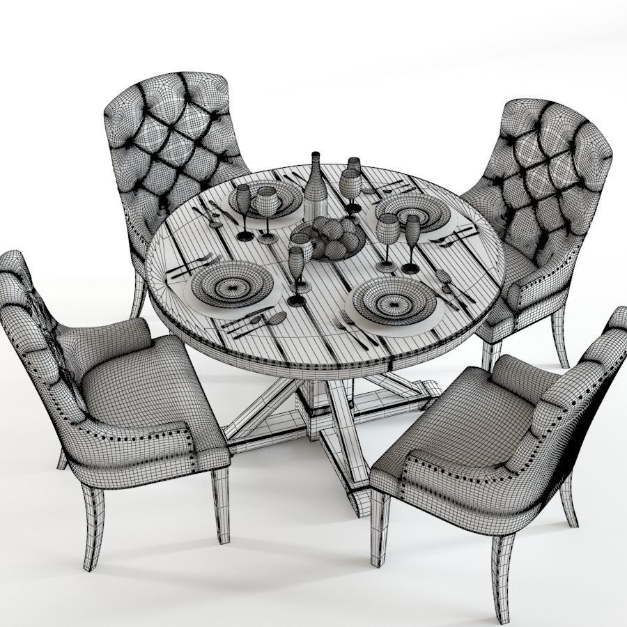 Pottery Barn Benchwright and Lorraine 1 3D model_6