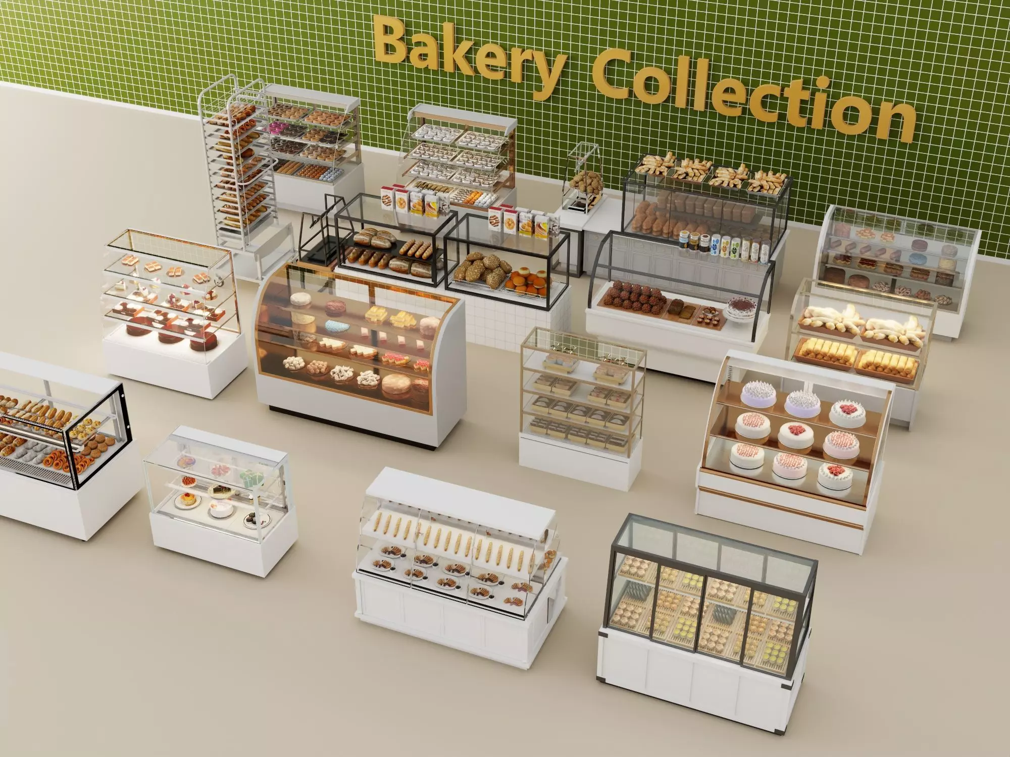Large Bakery Collection Low-poly 3D model