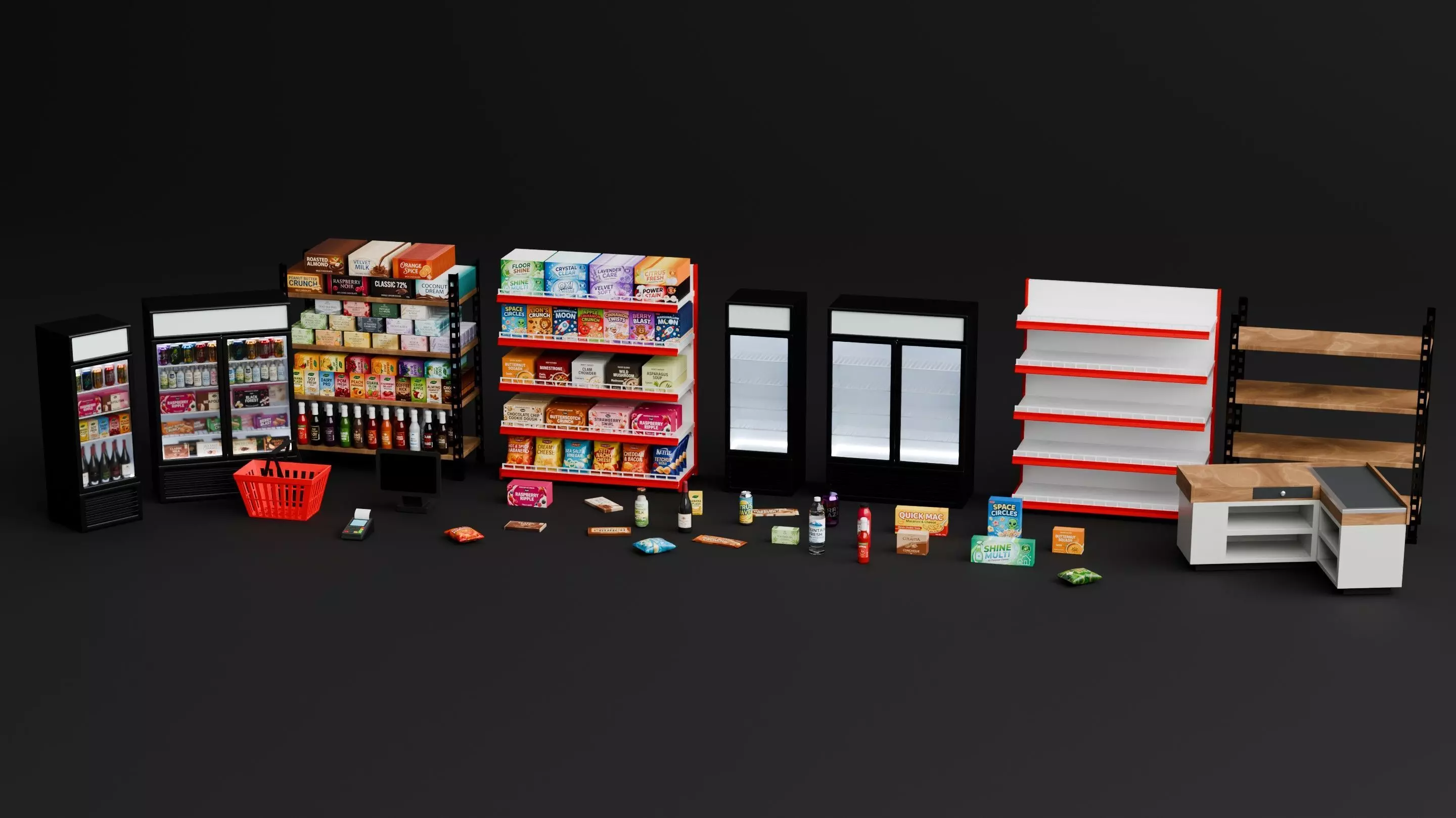 Low Poly Retail Store Asset Pack Free low-poly 3D model