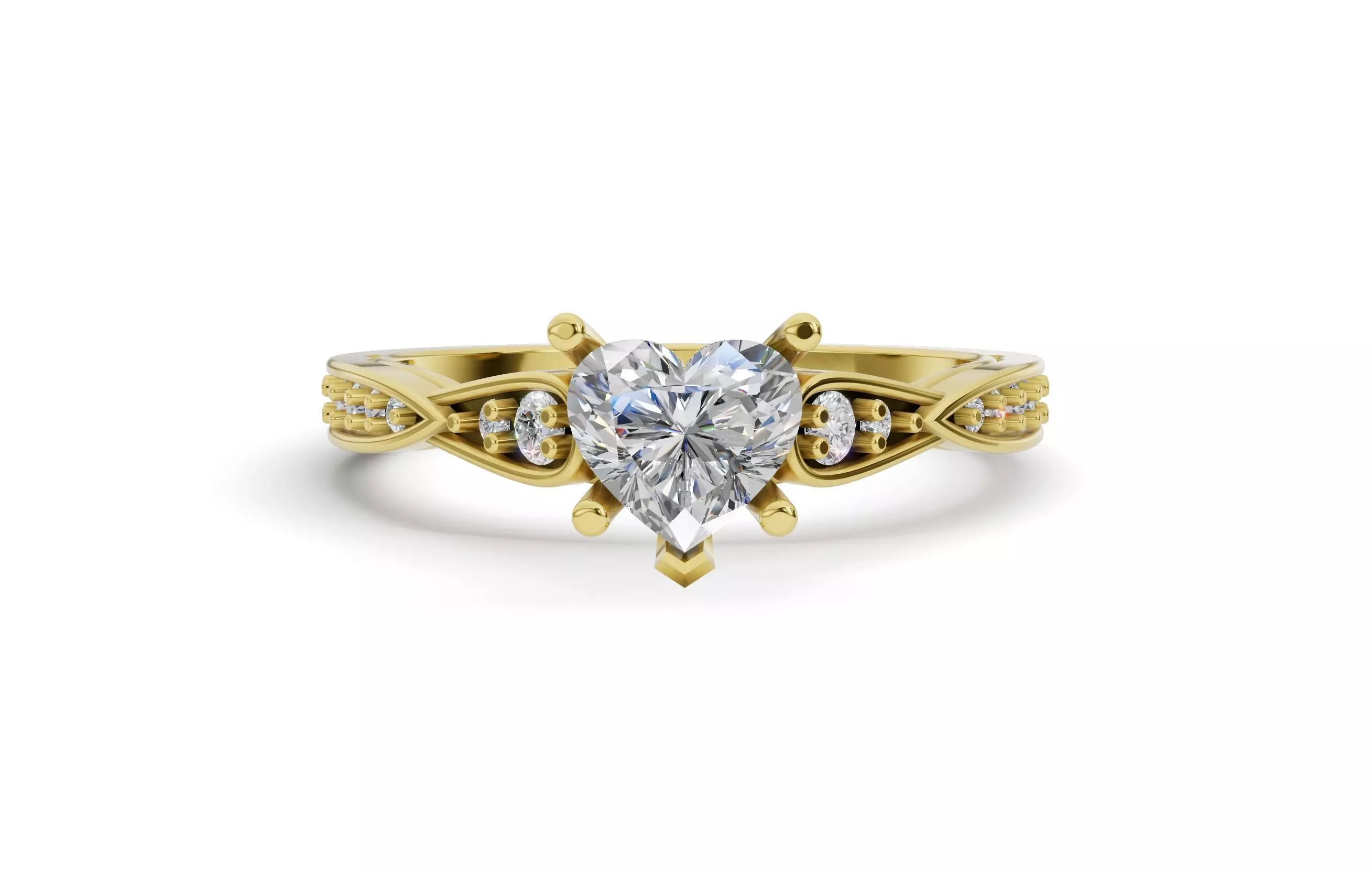Heart Shape Diamond Ring 3D Model STL Engagement Ring CAD 3D print model