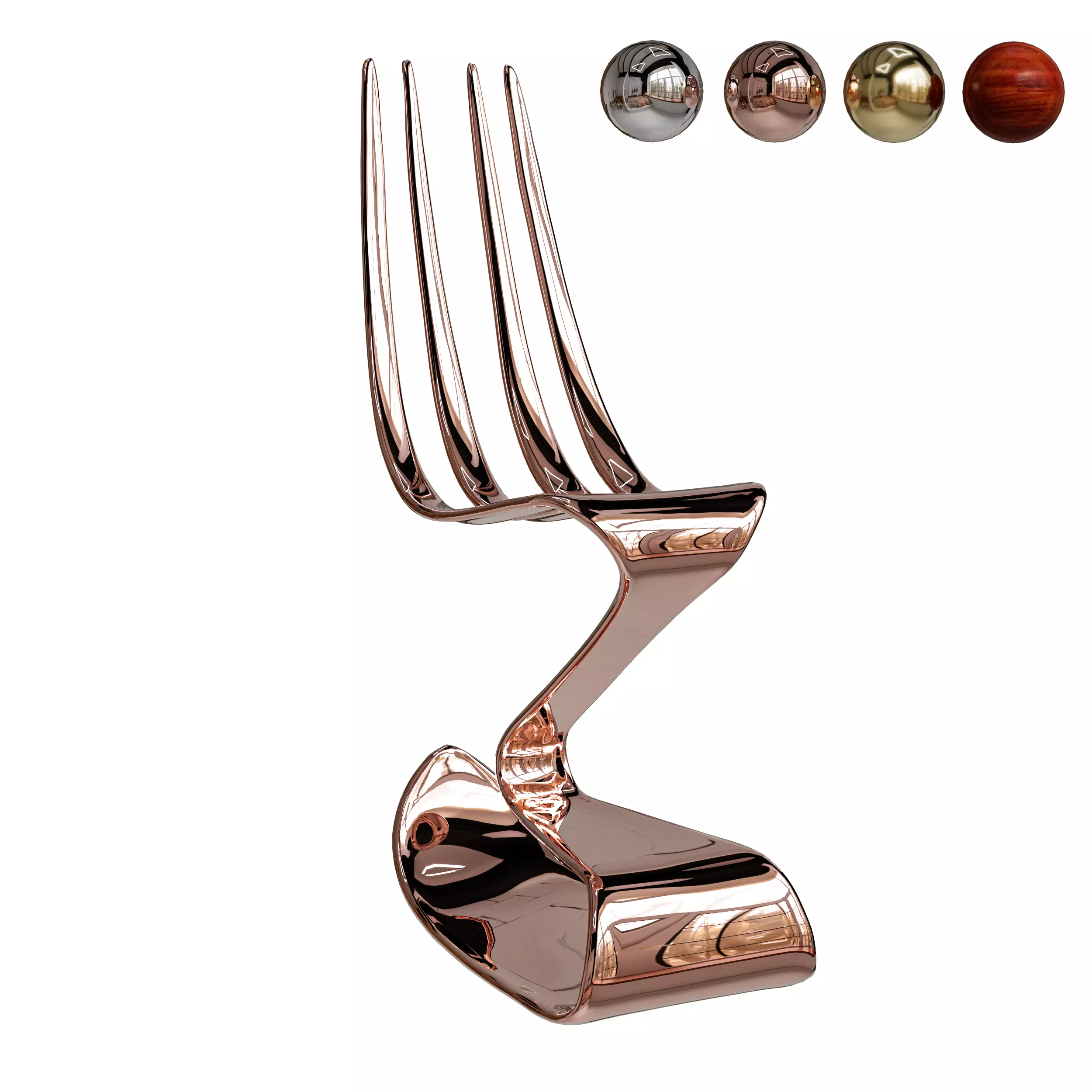 Modern Sculptural Metal Chair Copper Finish Low-poly 3D model