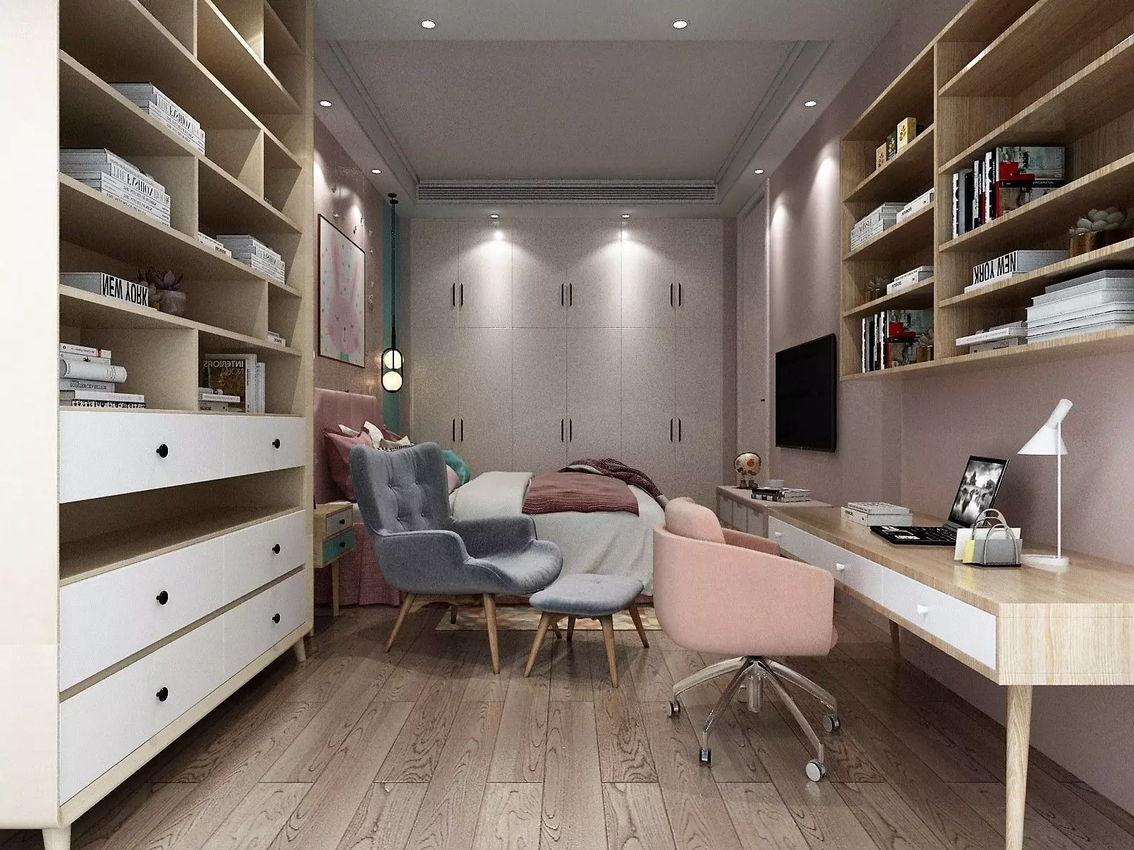 Child Bedroom with Toys Books and Computer Desk 3D model