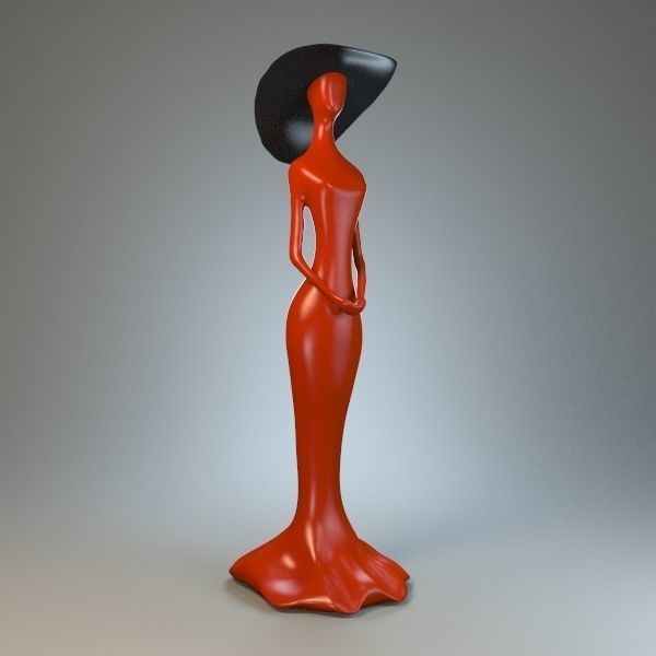 Statuette of Woman in a Hat 3D model_3
